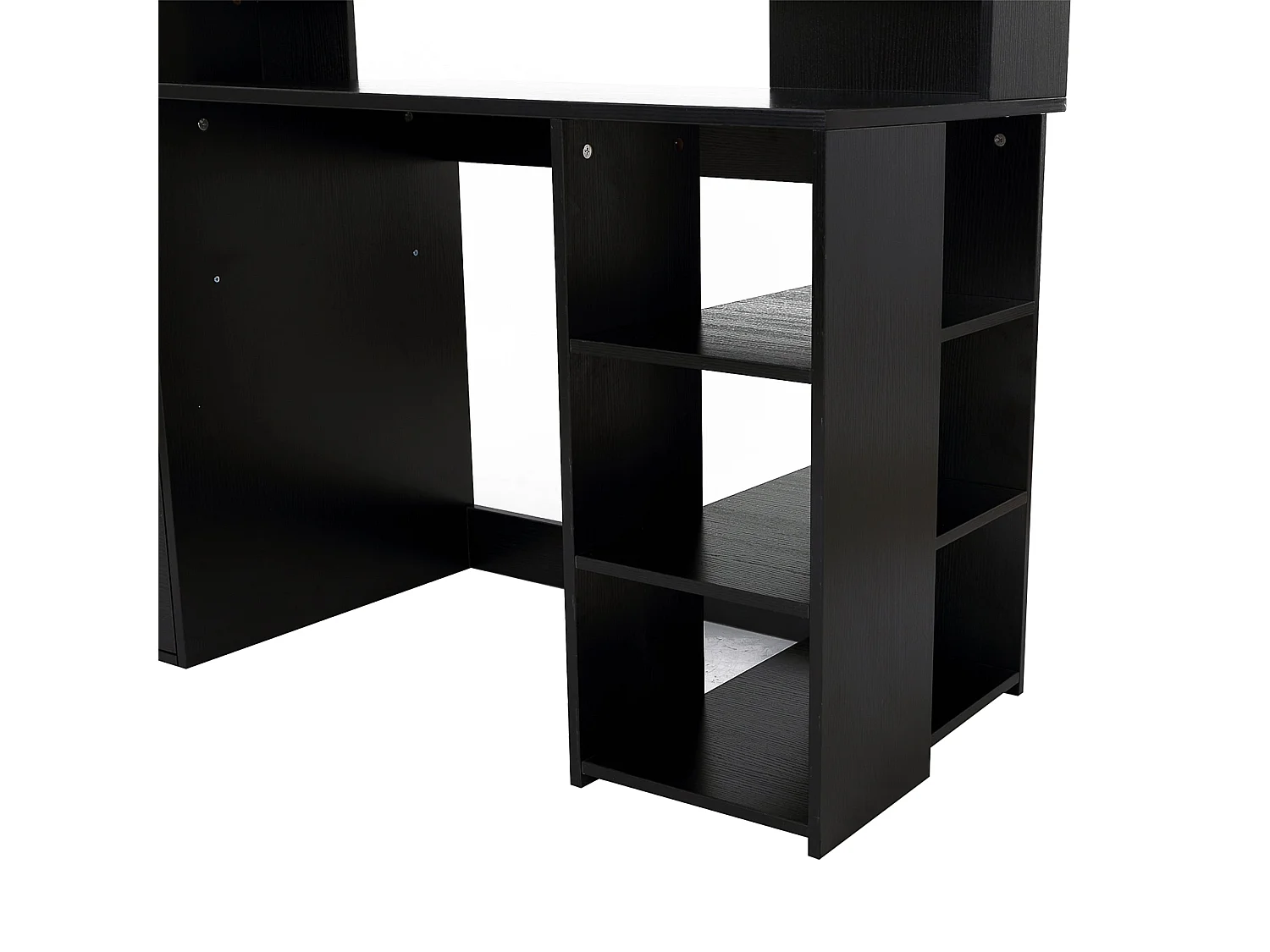 Tapava 137cm Black MDF Office Desk with Shelves Drawers and Printer Stand