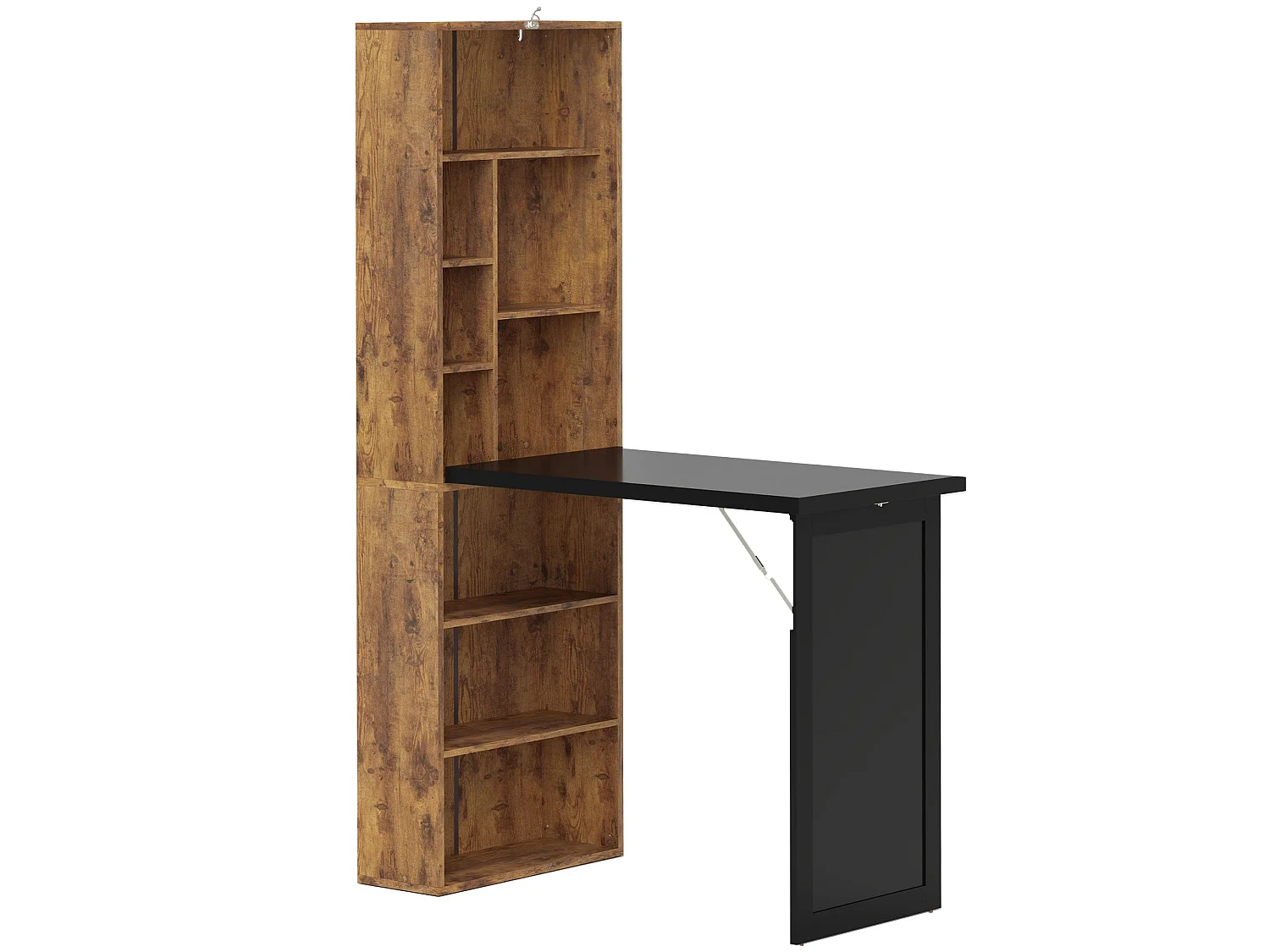 Codi 98cm Rustic Brown Folding Desk with Blackboard Panel and Side Shelving