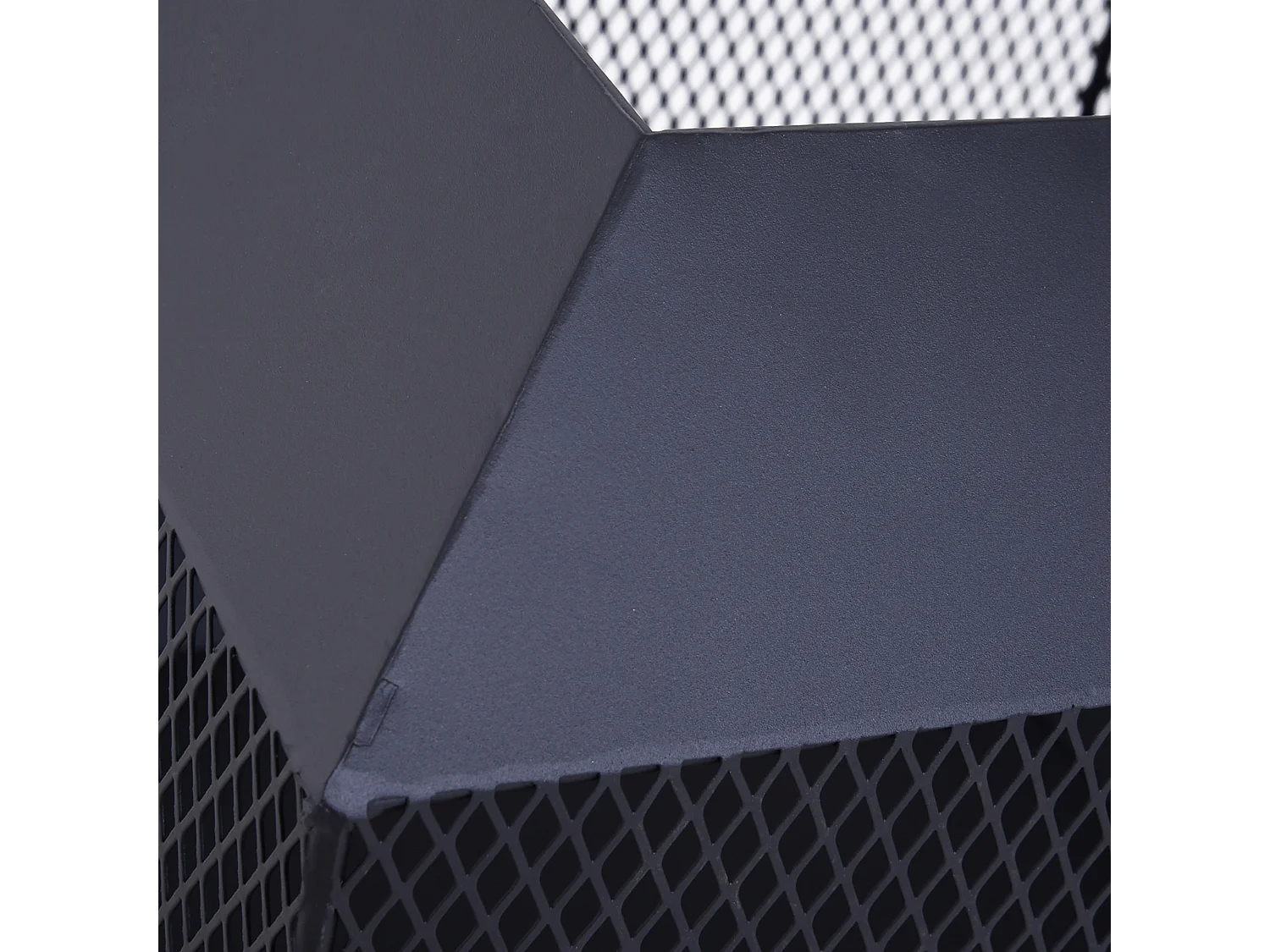 Dita Steel Black Square Fire Pit with Mesh Lid Poker and Log Grate