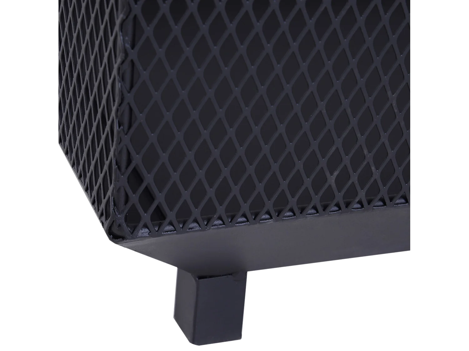 Dita Steel Black Square Fire Pit with Mesh Lid Poker and Log Grate