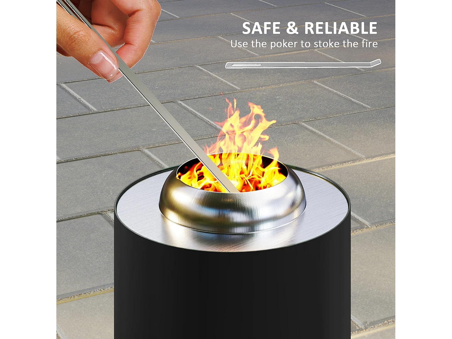 Balatti 16cm Stainless Steel Black Tabletop Smokeless Fire Pit