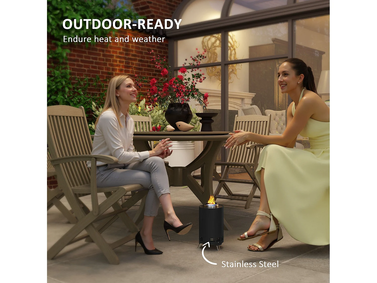 Balatti 16cm Stainless Steel Black Tabletop Smokeless Fire Pit