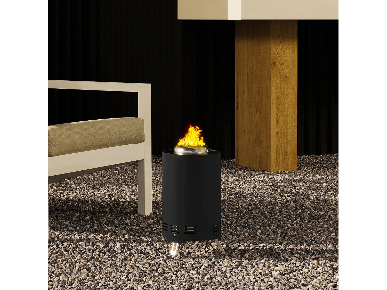 Balatti 16cm Stainless Steel Black Tabletop Smokeless Fire Pit