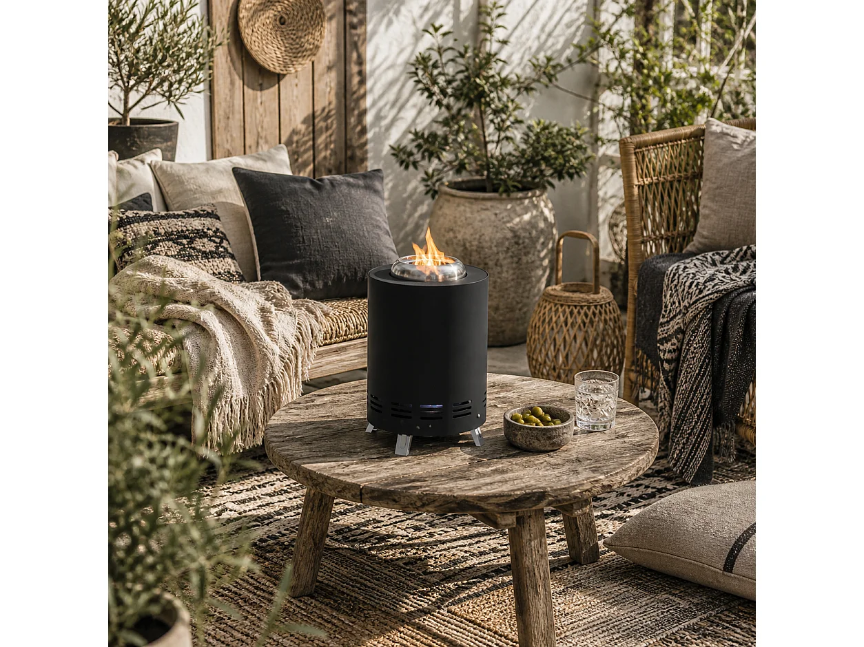 Balatti 16cm Stainless Steel Black Tabletop Smokeless Fire Pit