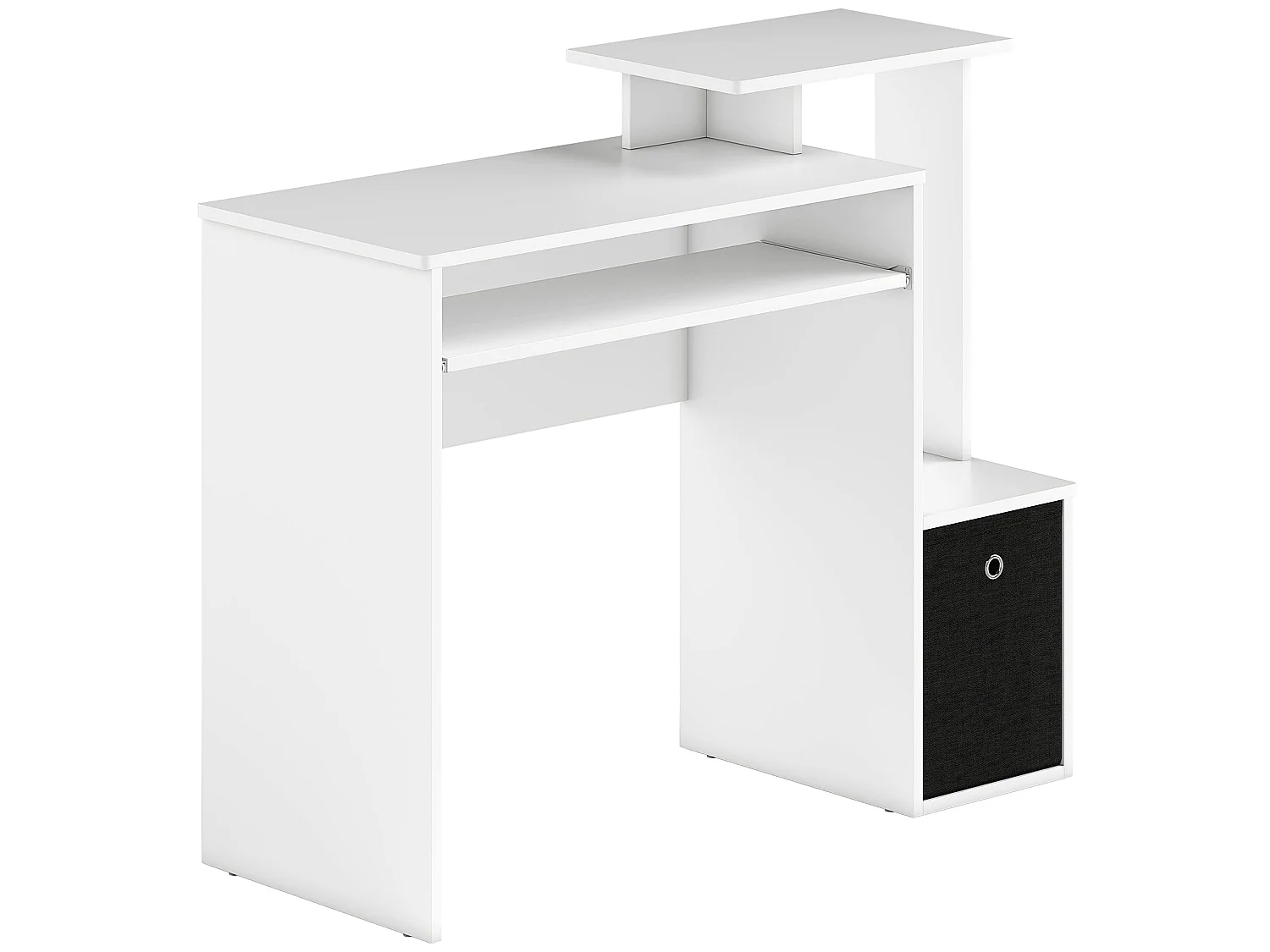 Tono 100cm White Home Office Desk Sliding Keyboard Tray Open Shelf Fabric Drawer