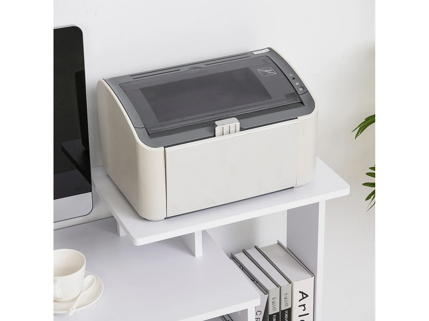 Tono 100cm White Home Office Desk Sliding Keyboard Tray Open Shelf Fabric Drawer