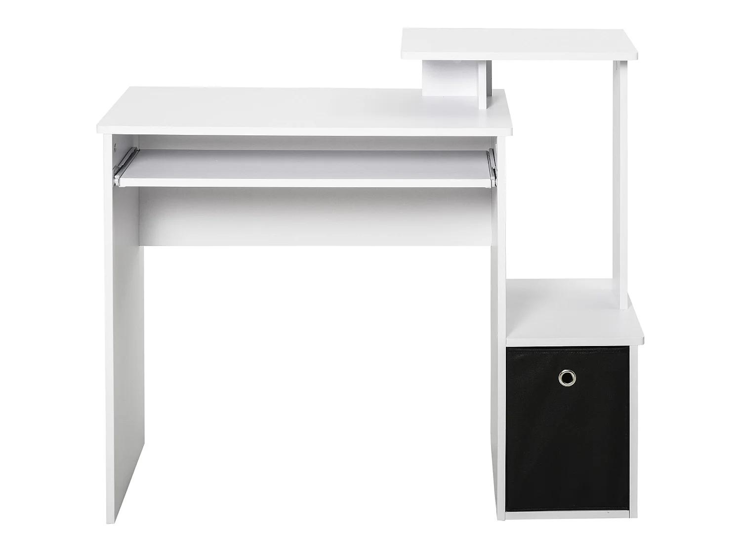 Tono 100cm White Home Office Desk Sliding Keyboard Tray Open Shelf Fabric Drawer