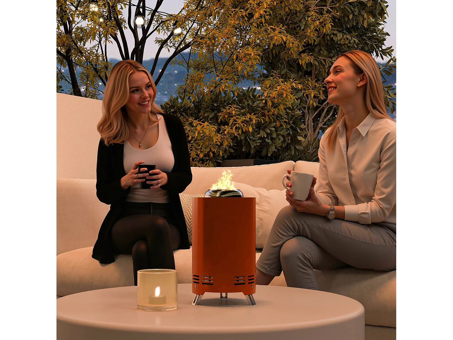 Balatti 16cm Stainless Steel Terracotta Red Tabletop Smokeless Fire Pit
