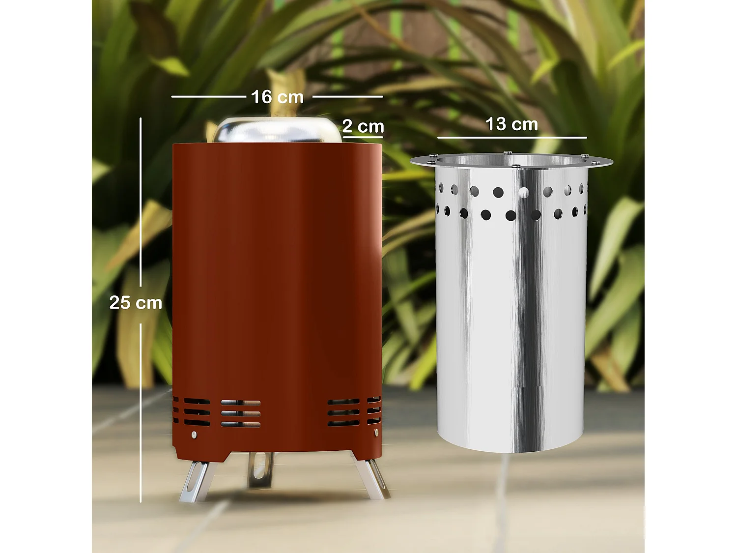 Balatti 16cm Stainless Steel Terracotta Red Tabletop Smokeless Fire Pit