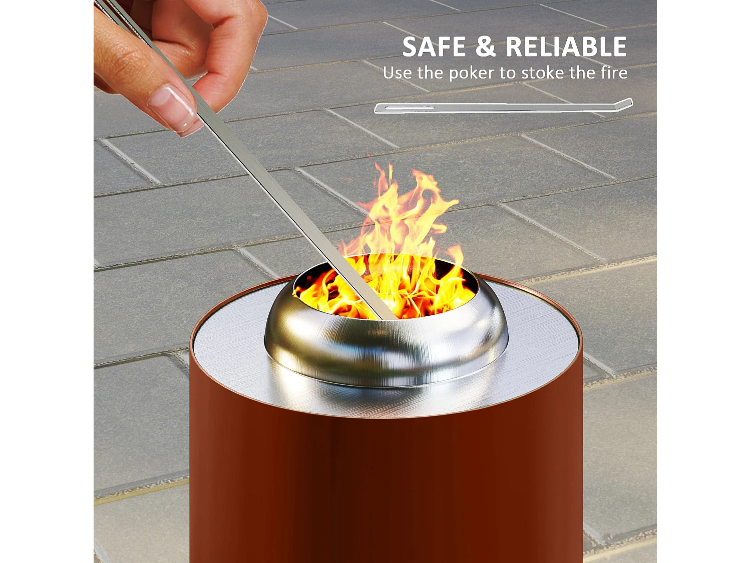 Balatti 16cm Stainless Steel Terracotta Red Tabletop Smokeless Fire Pit