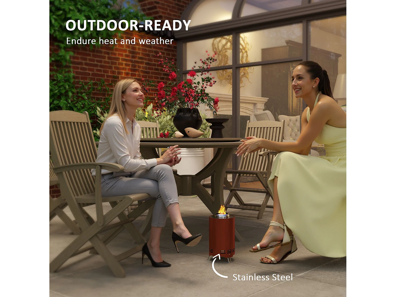 Balatti 16cm Stainless Steel Terracotta Red Tabletop Smokeless Fire Pit