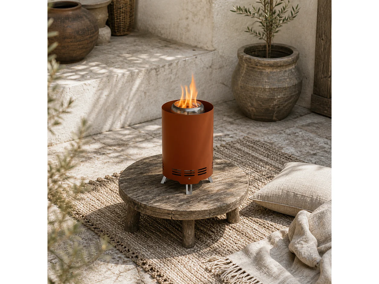Balatti 16cm Stainless Steel Terracotta Red Tabletop Smokeless Fire Pit