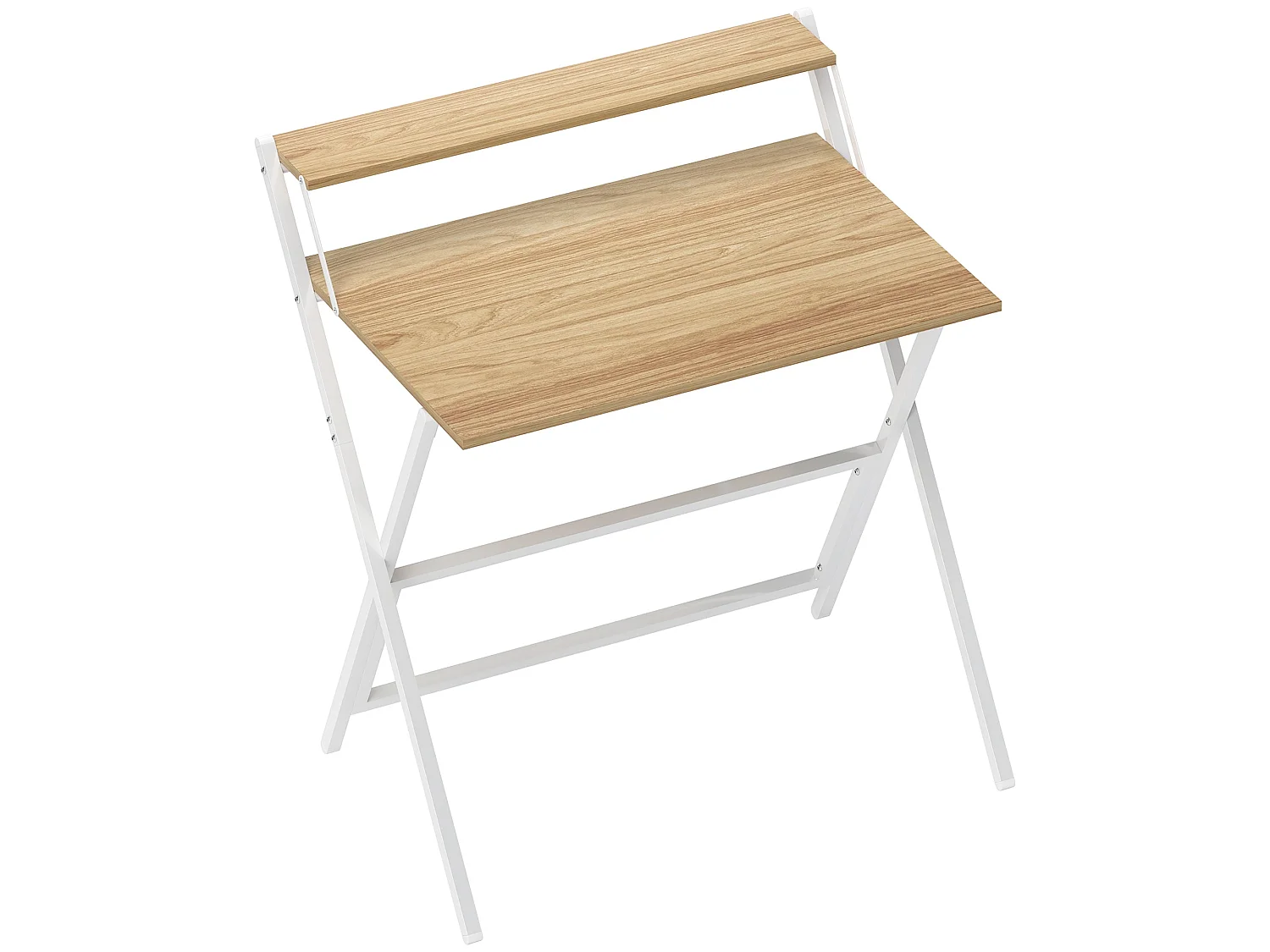 Mane 81.5cm Folding Desk Natural Wood Finish with Raised Monitor Shelf