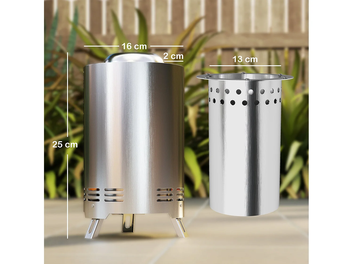 Balatti Small Stainless Steel Silver Tabletop Smokeless Fire Pit