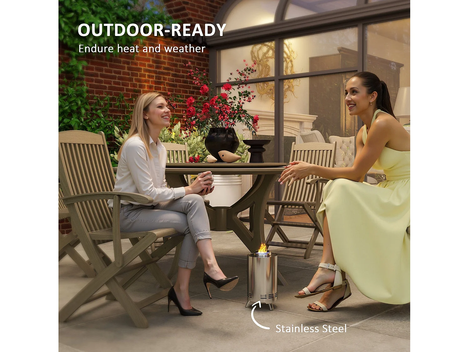 Balatti Small Stainless Steel Silver Tabletop Smokeless Fire Pit