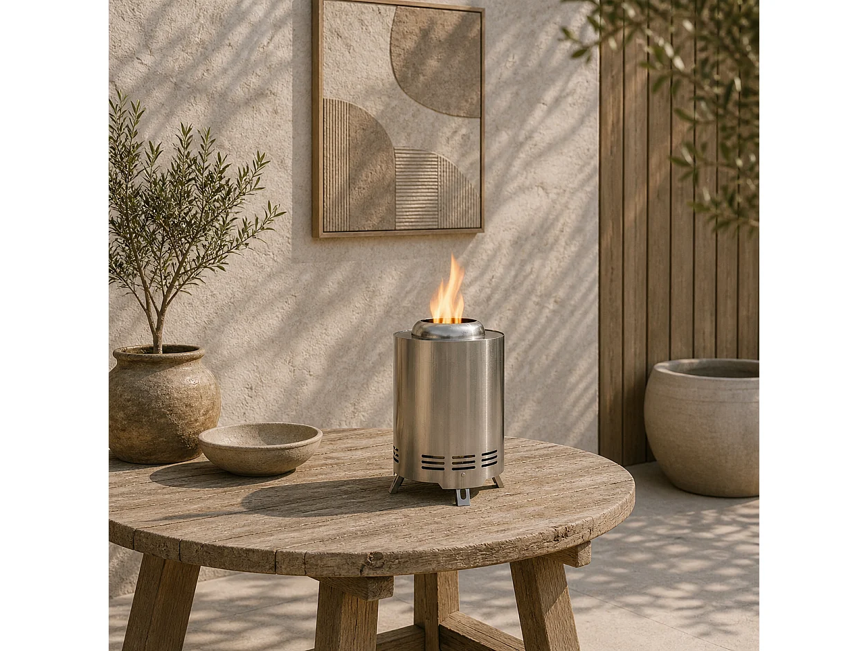 Balatti Small Stainless Steel Silver Tabletop Smokeless Fire Pit