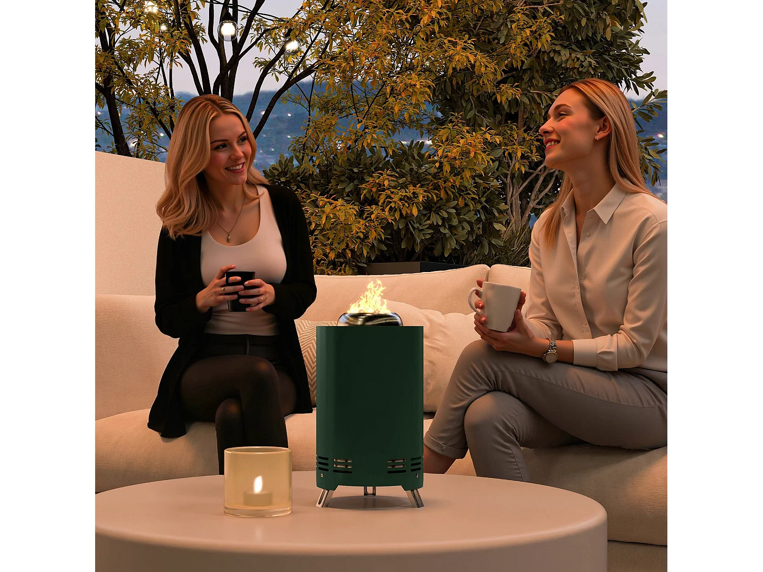Balatti Small Green Stainless Steel Tabletop Smokeless Fire Pit