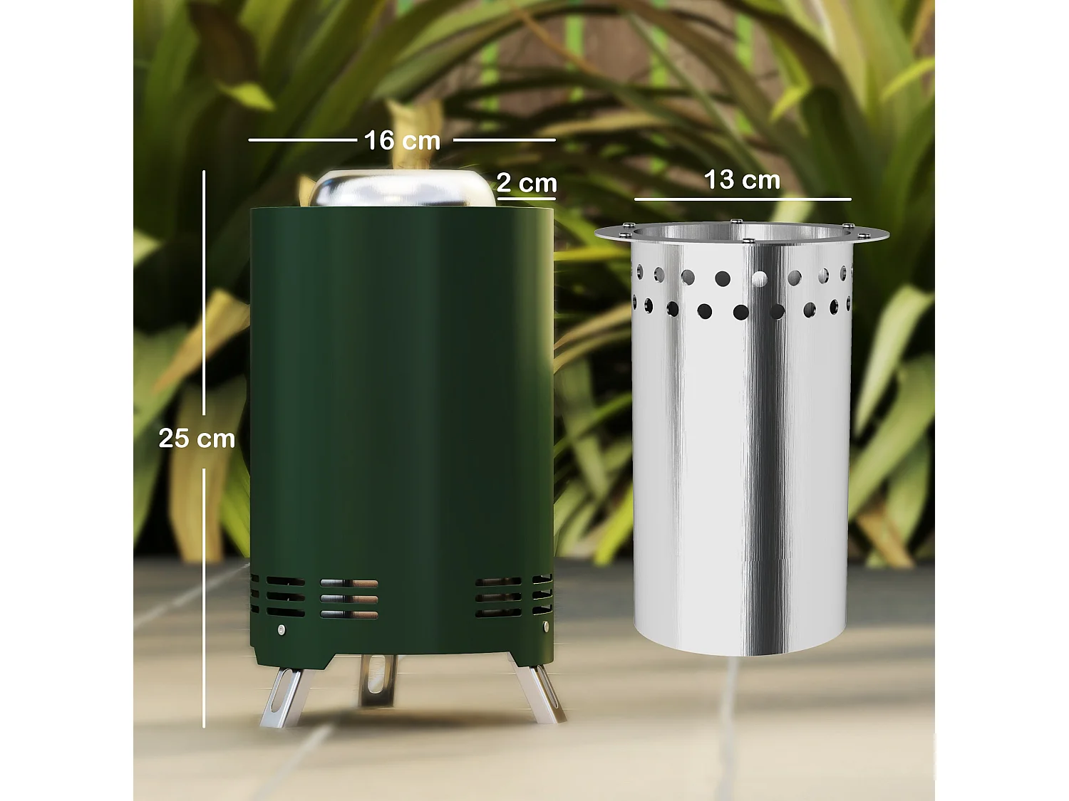 Balatti Small Green Stainless Steel Tabletop Smokeless Fire Pit