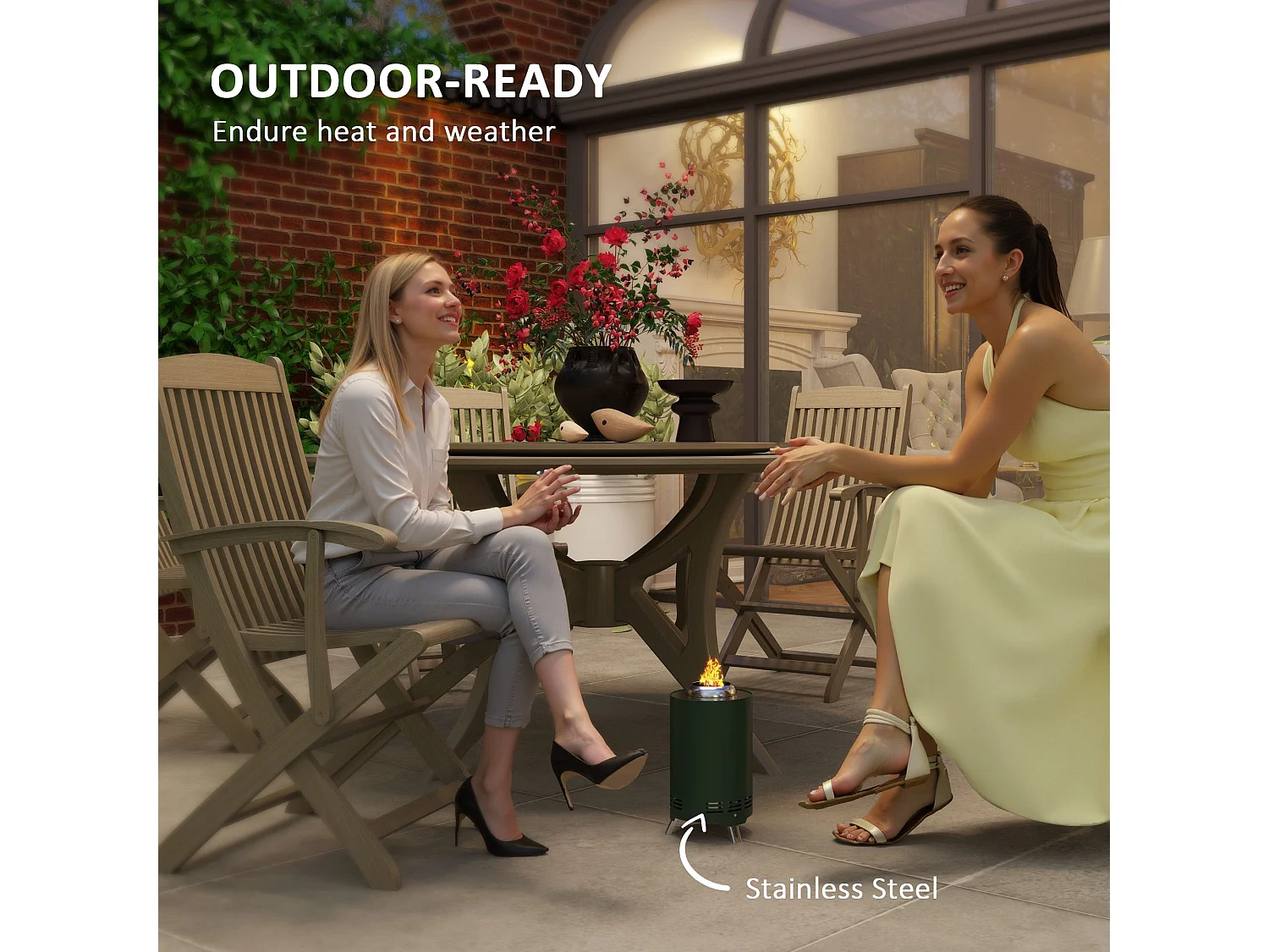Balatti Small Green Stainless Steel Tabletop Smokeless Fire Pit