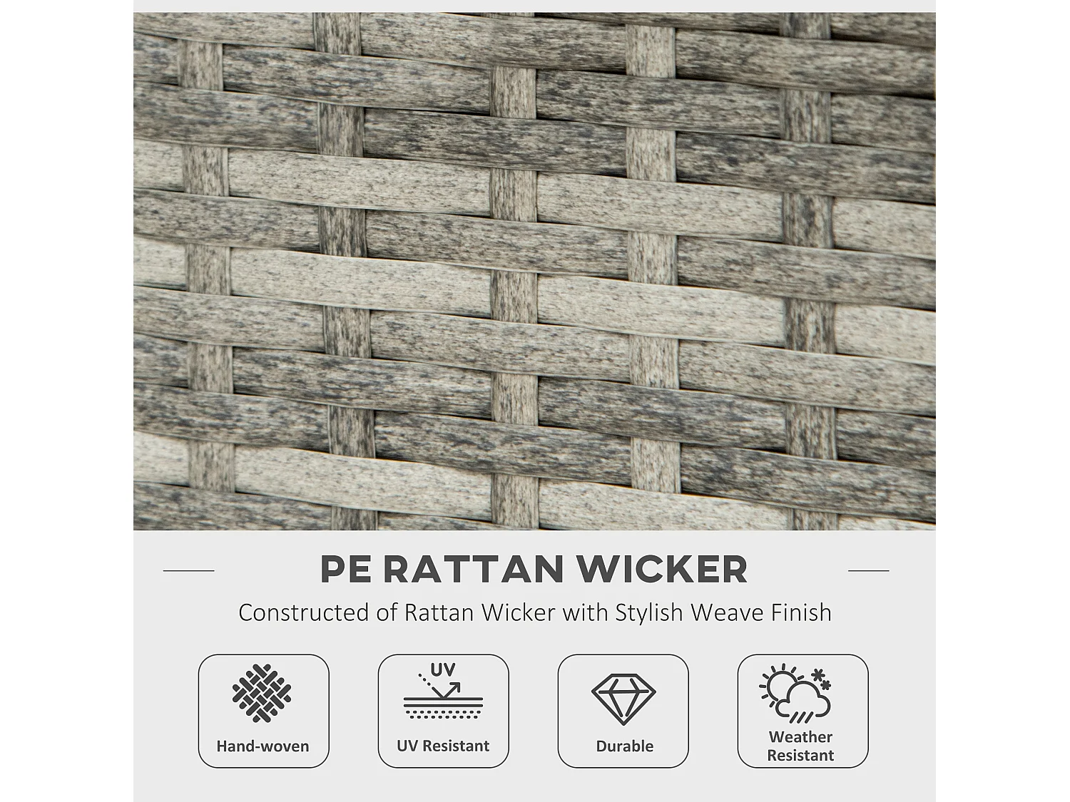 Rata Faux Rattan Grey Square Gas Fire Pit Table 40000 BTU Mesh Lid Rain Cover Lava Rocks