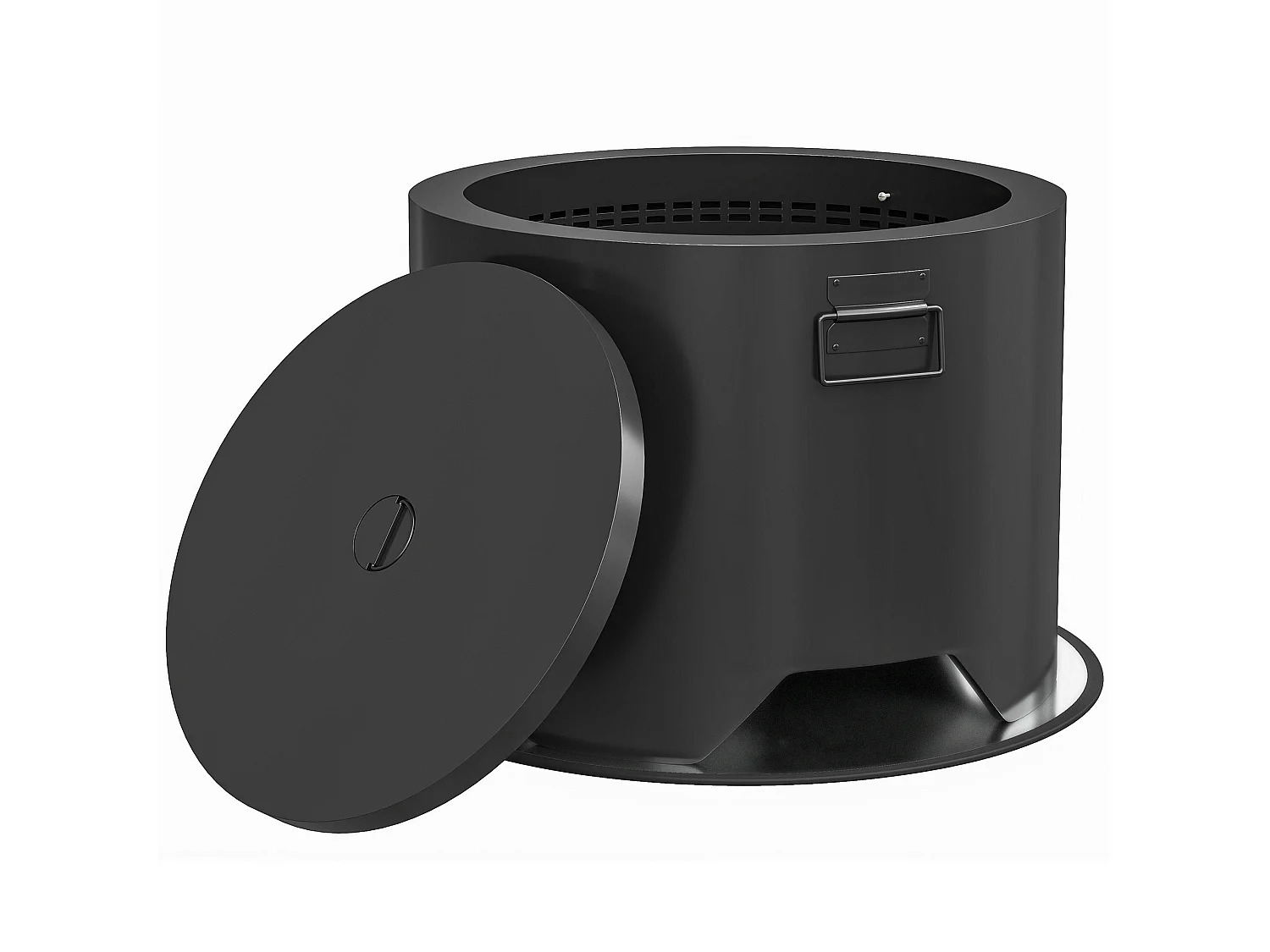 Ralarari 60cm Black Steel Round Outdoor Fire Pit with Lid