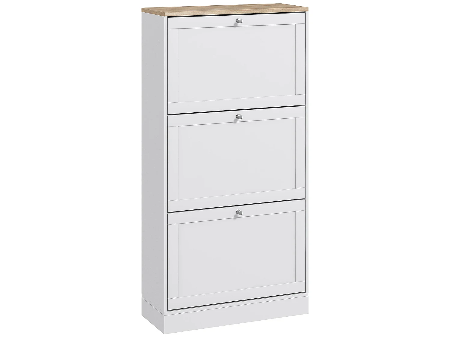 Lone Compact 3 Drawer Shoe Cabinet White and Natural Slim 60cm