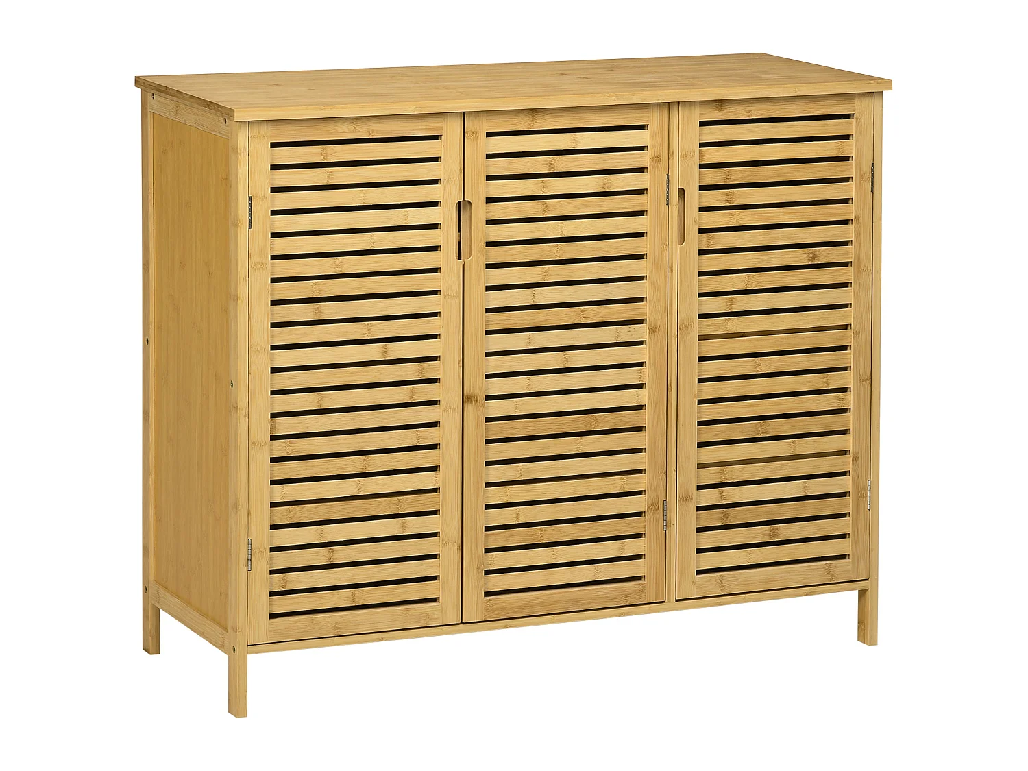 Elfi Naba Rustic Bamboo 3 Door Shoe Cabinet with 8 Shelves