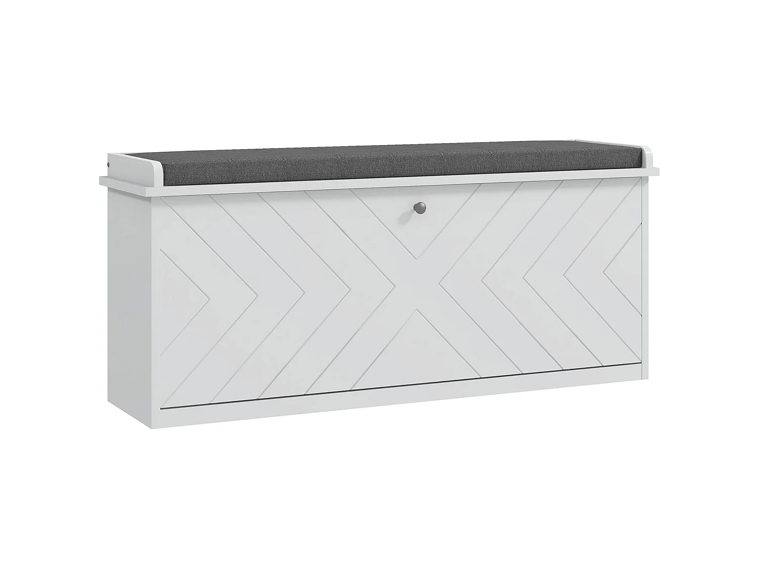 Rakamo White Shoe Bench with Grey Padded Seat Fits up to 10 Pairs