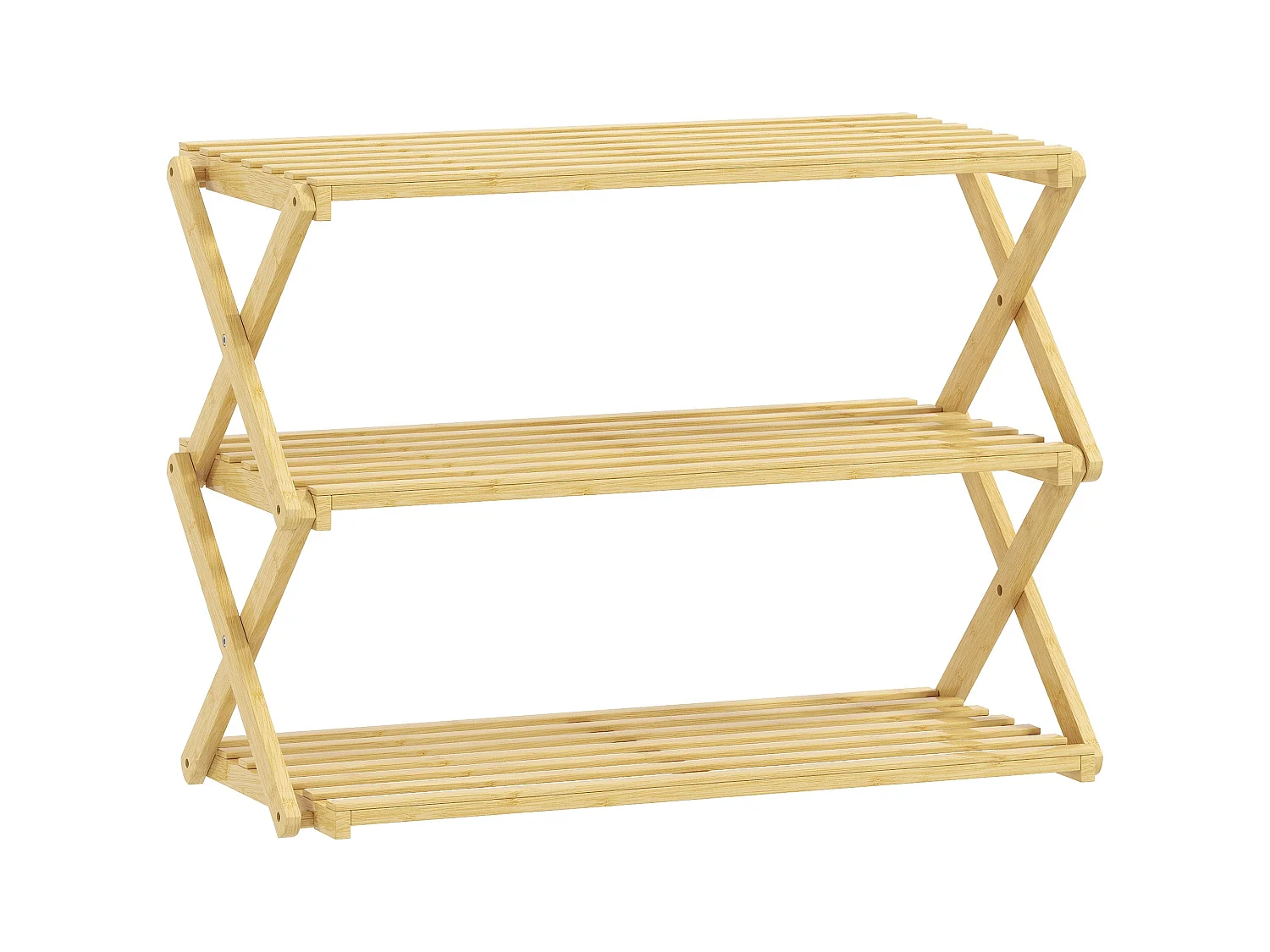 Palu Natural Bamboo 3 Tier Folding Shoe Rack