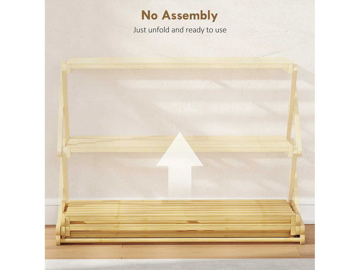 Palu Natural Bamboo 3 Tier Folding Shoe Rack
