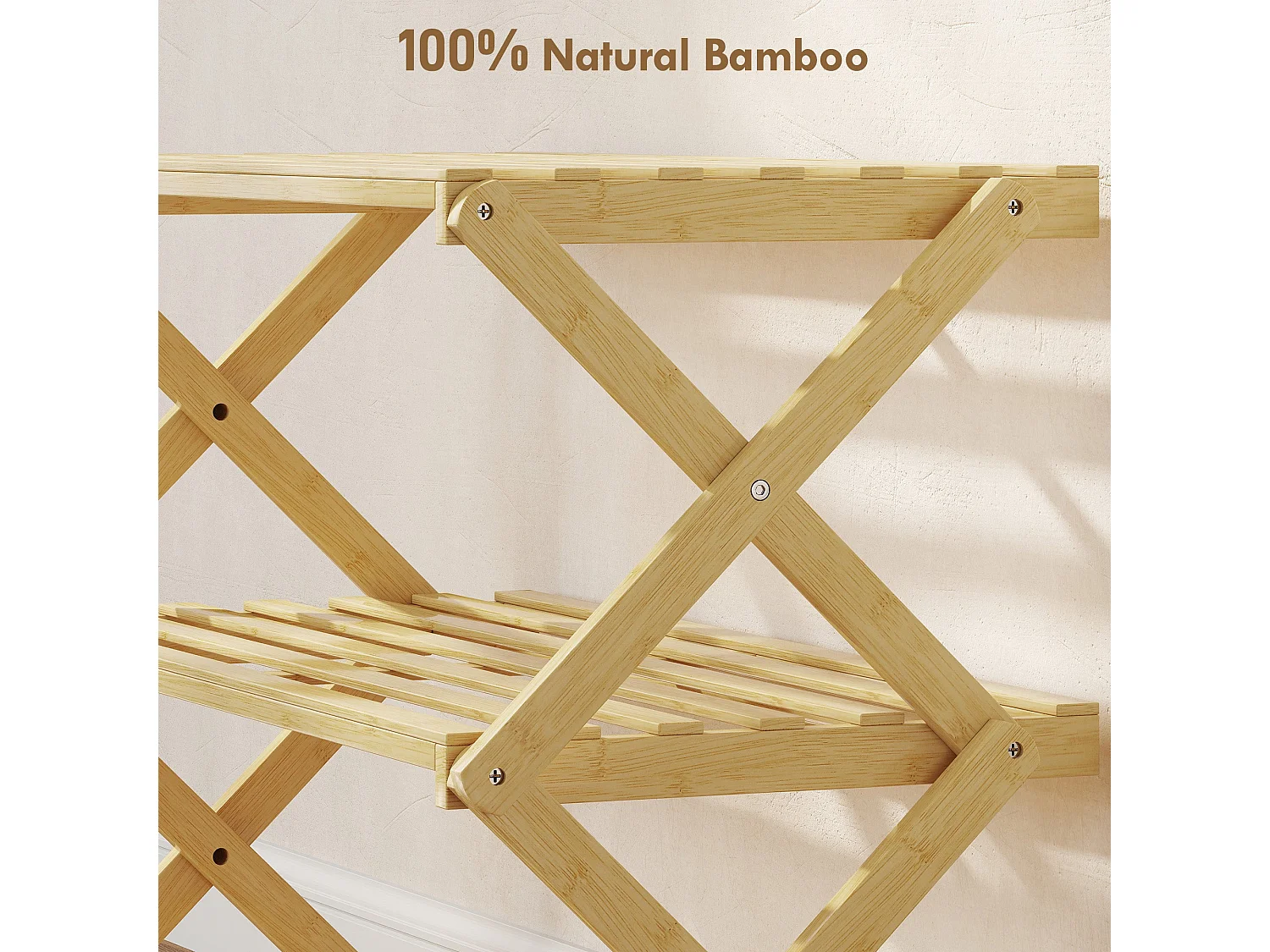Palu Natural Bamboo 3 Tier Folding Shoe Rack
