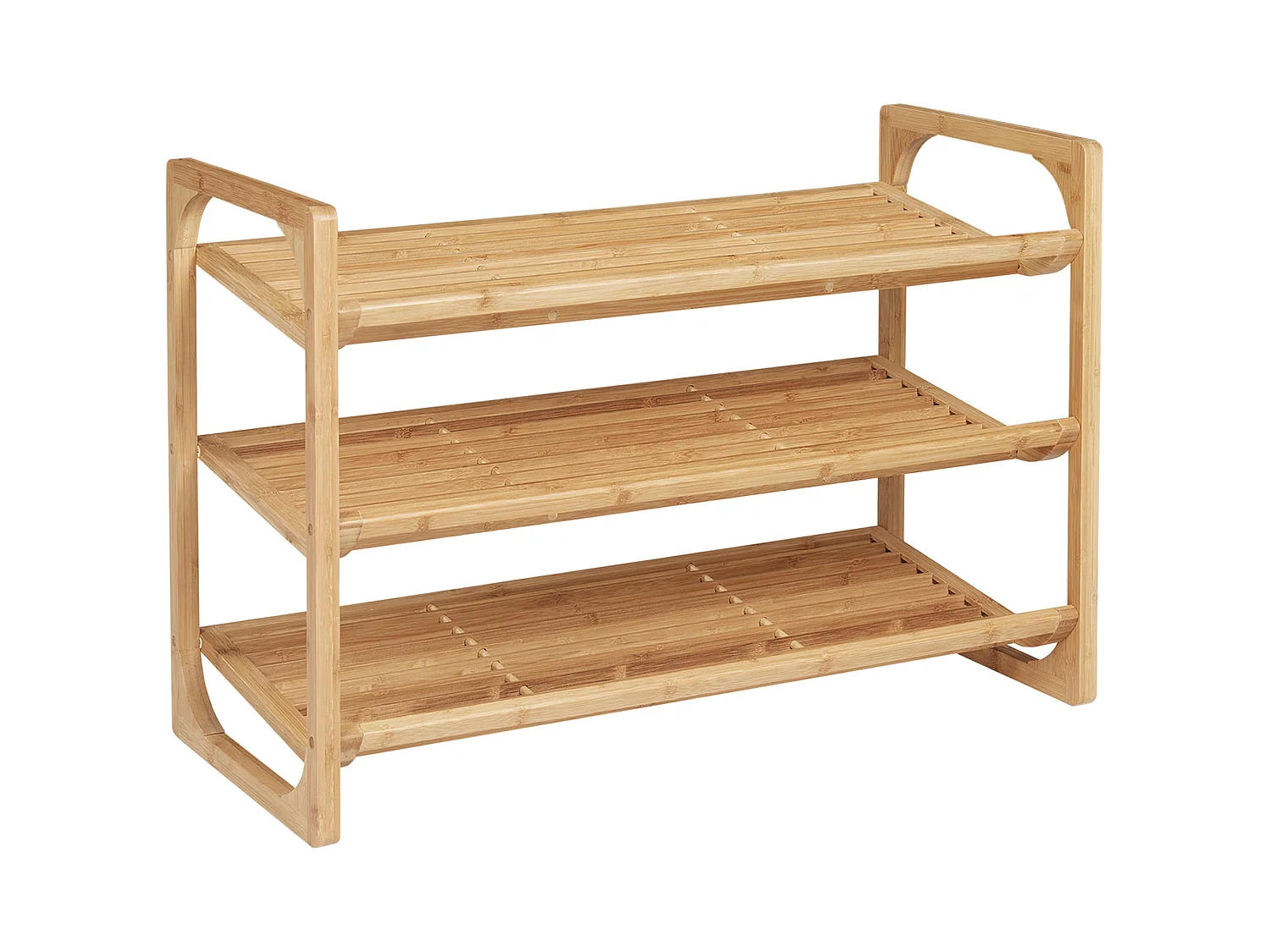 Naveha Natural Bamboo 3 Tier Shoe Rack Slatted Shelves for 9 Pairs