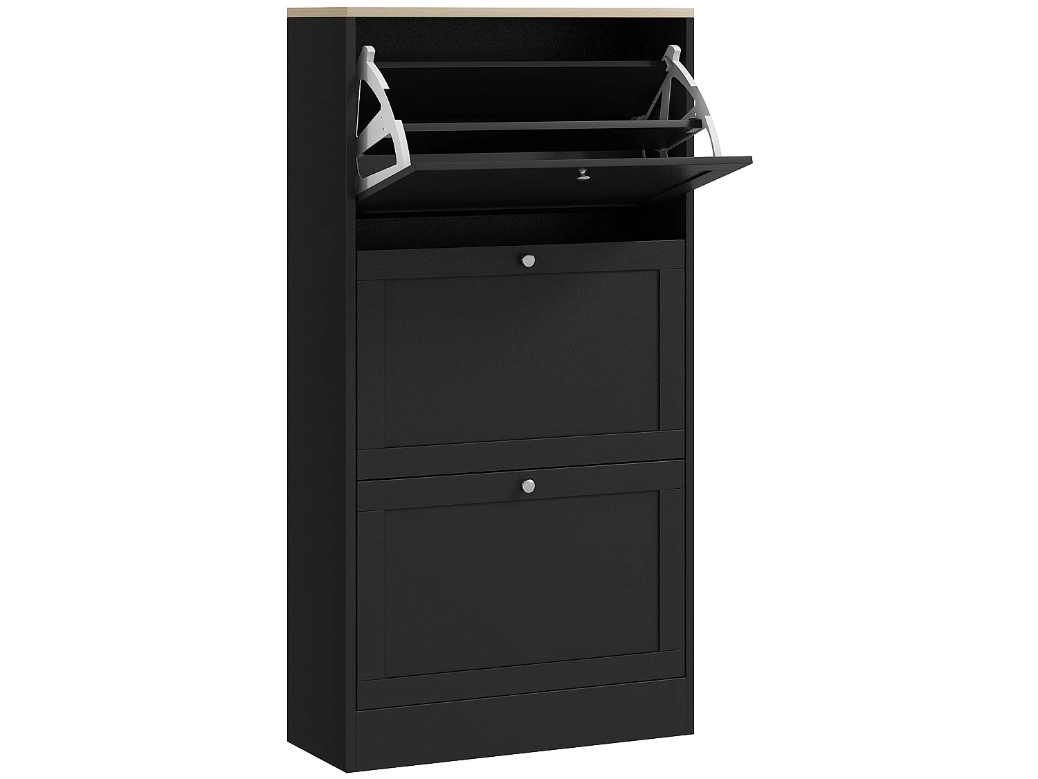 Rani Black Compact 3 Drawer Shoe Cabinet Slim Space Saving Storage