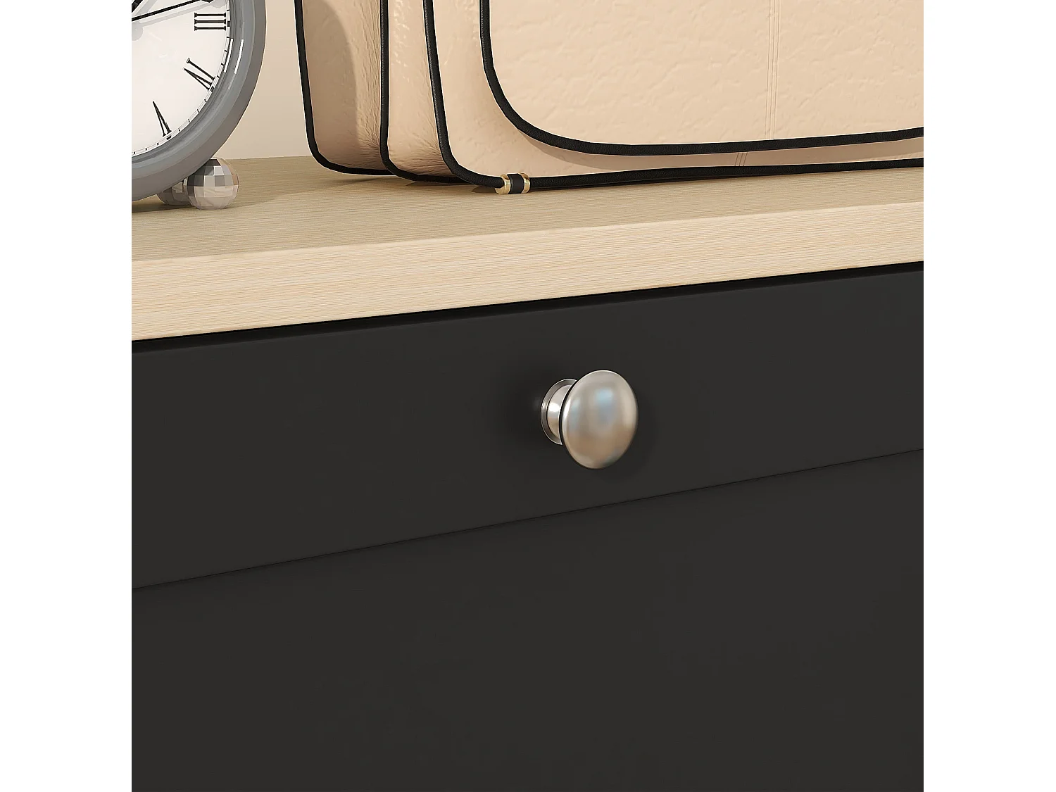Rani Black Compact 3 Drawer Shoe Cabinet Slim Space Saving Storage