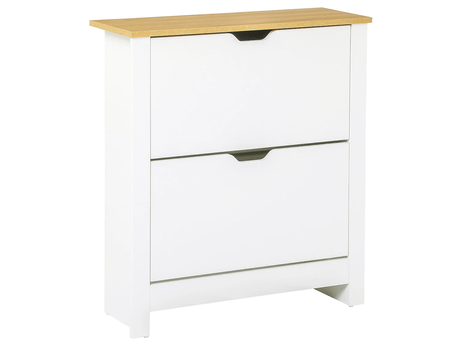 Eldino Slim White and Natural Shoe Cabinet 2 Flip Drawers for 6 12 Pairs