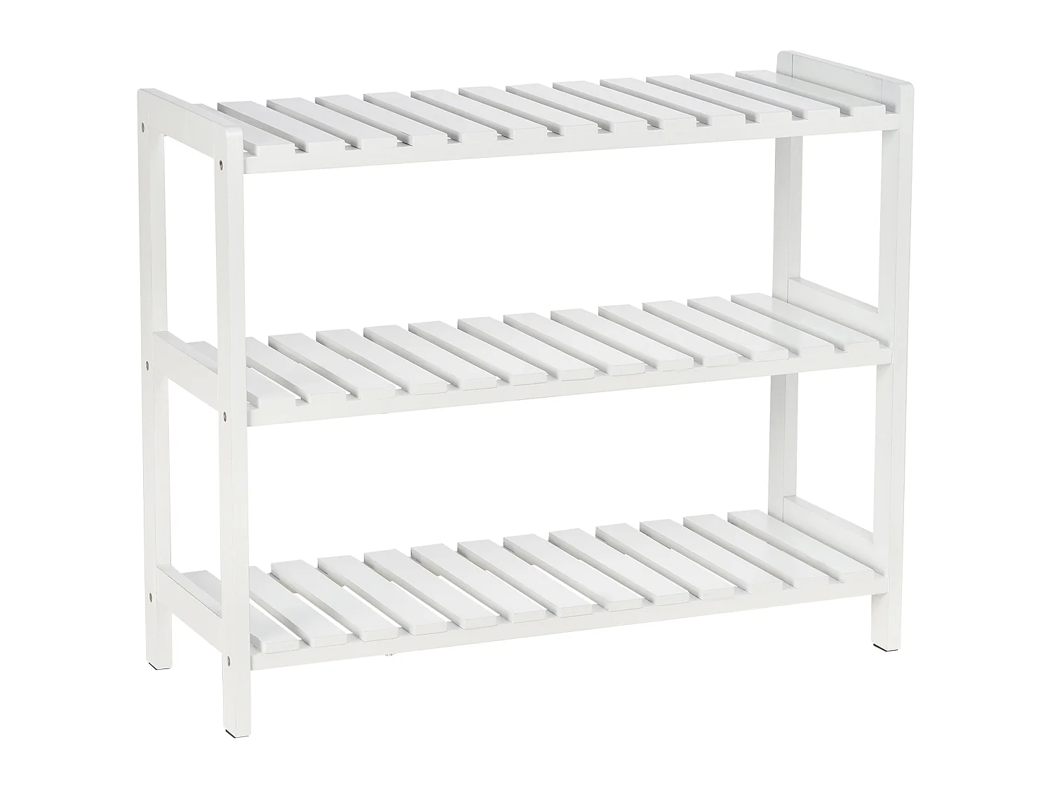 Vafino White 3 Tier Slatted Shoe Rack MDF and Pine 70W x 26D x 57.5Hcm
