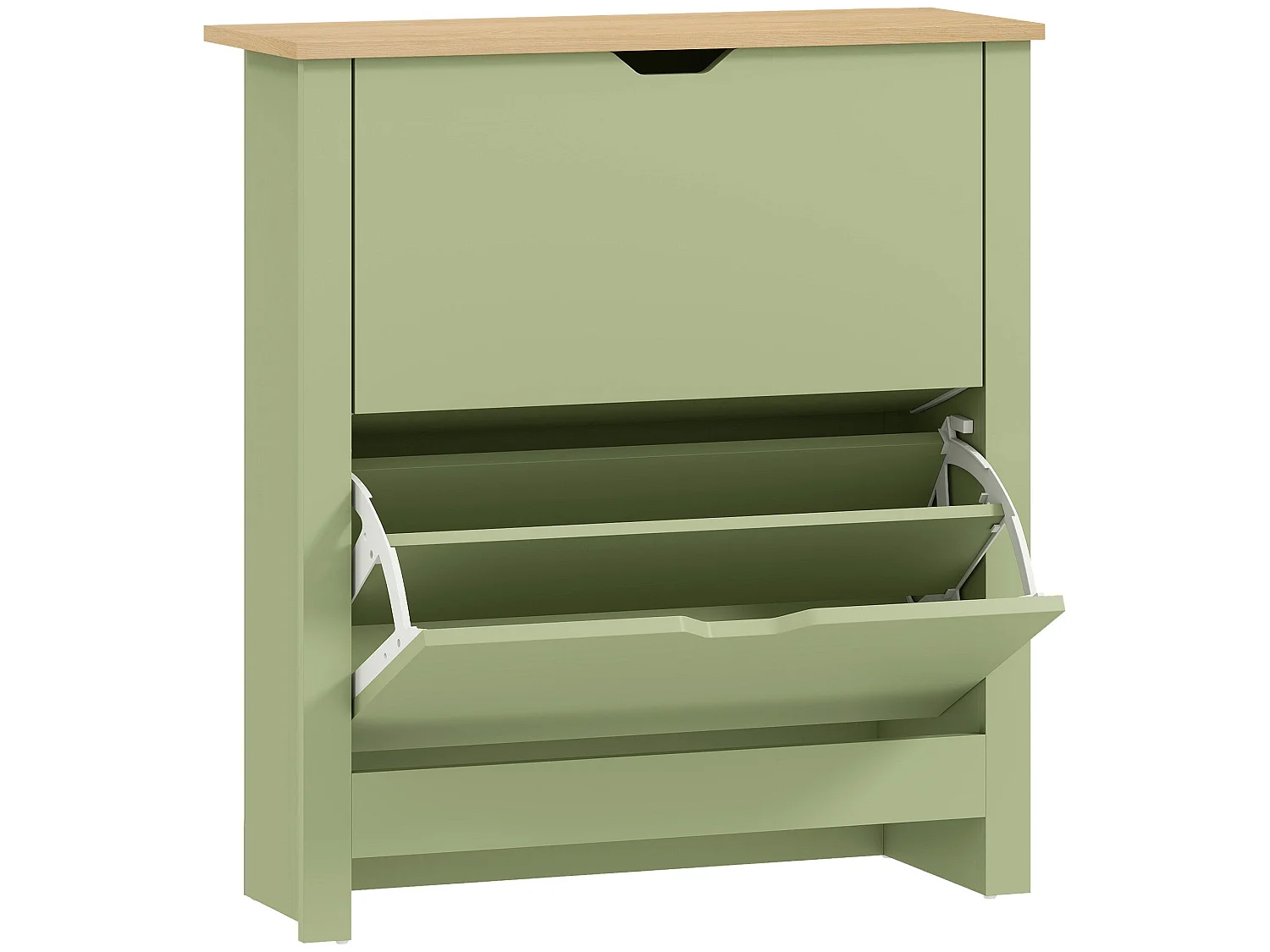 Green Slim Shoe Cabinet with 2 Flip Drawers for Up to 12 Pairs