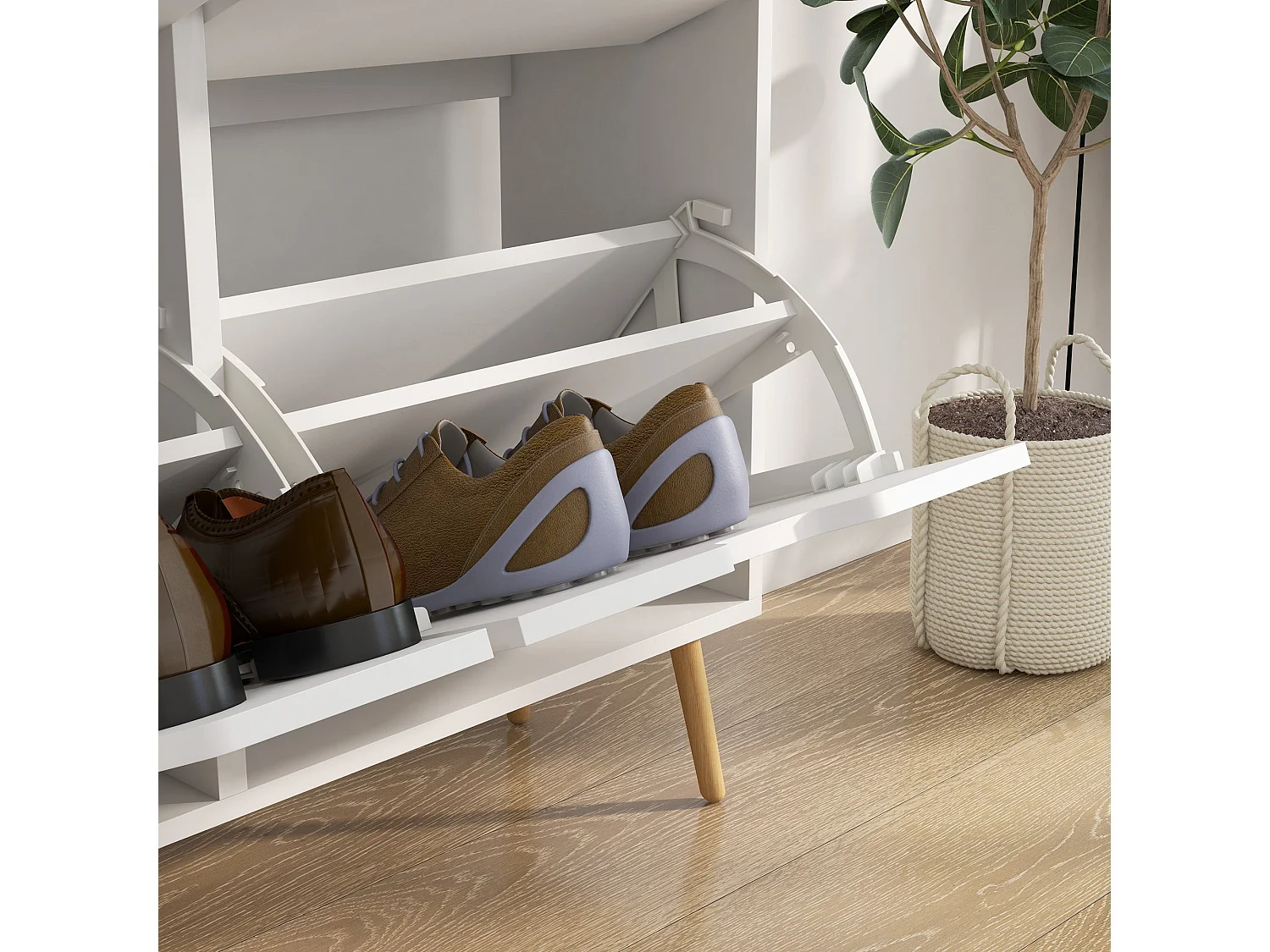Toyo White Shoe Cabinet 4 Tilt Out Drawers for 8–16 Pairs