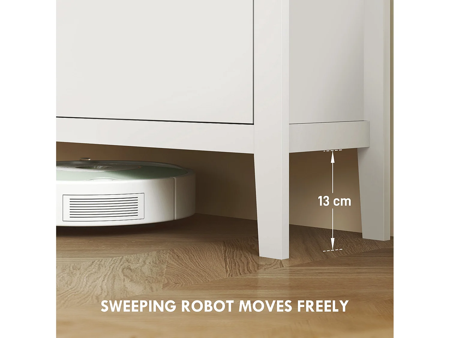 Milese 4 Drawer Shoe Cabinet White and Oak Effect Slim Modern Storage with Faux Leather Handles