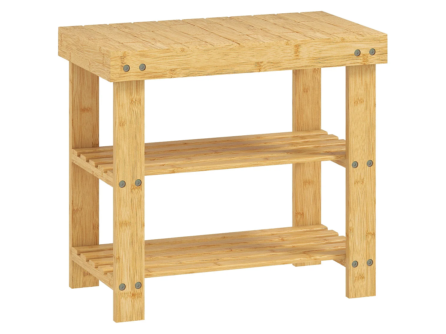 Tono Keel Bamboo 2 Tier Shoe Storage Bench Natural Finish