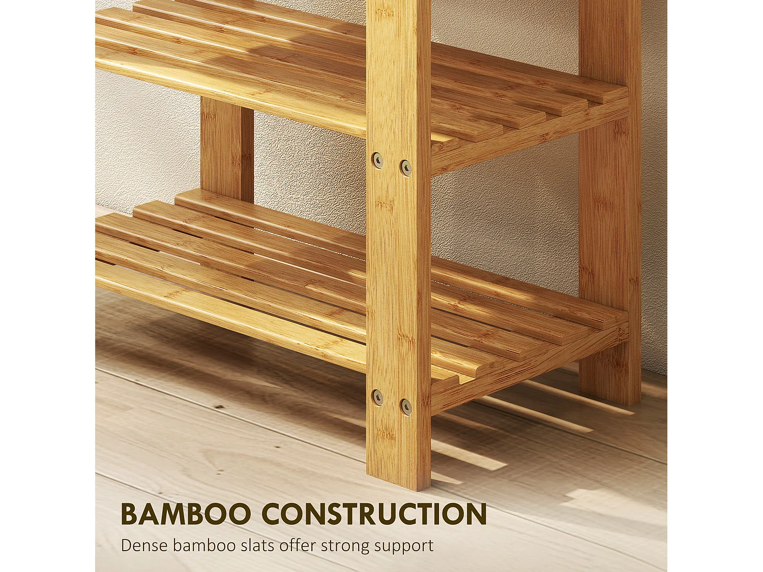 Tono Keel Bamboo 2 Tier Shoe Storage Bench Natural Finish