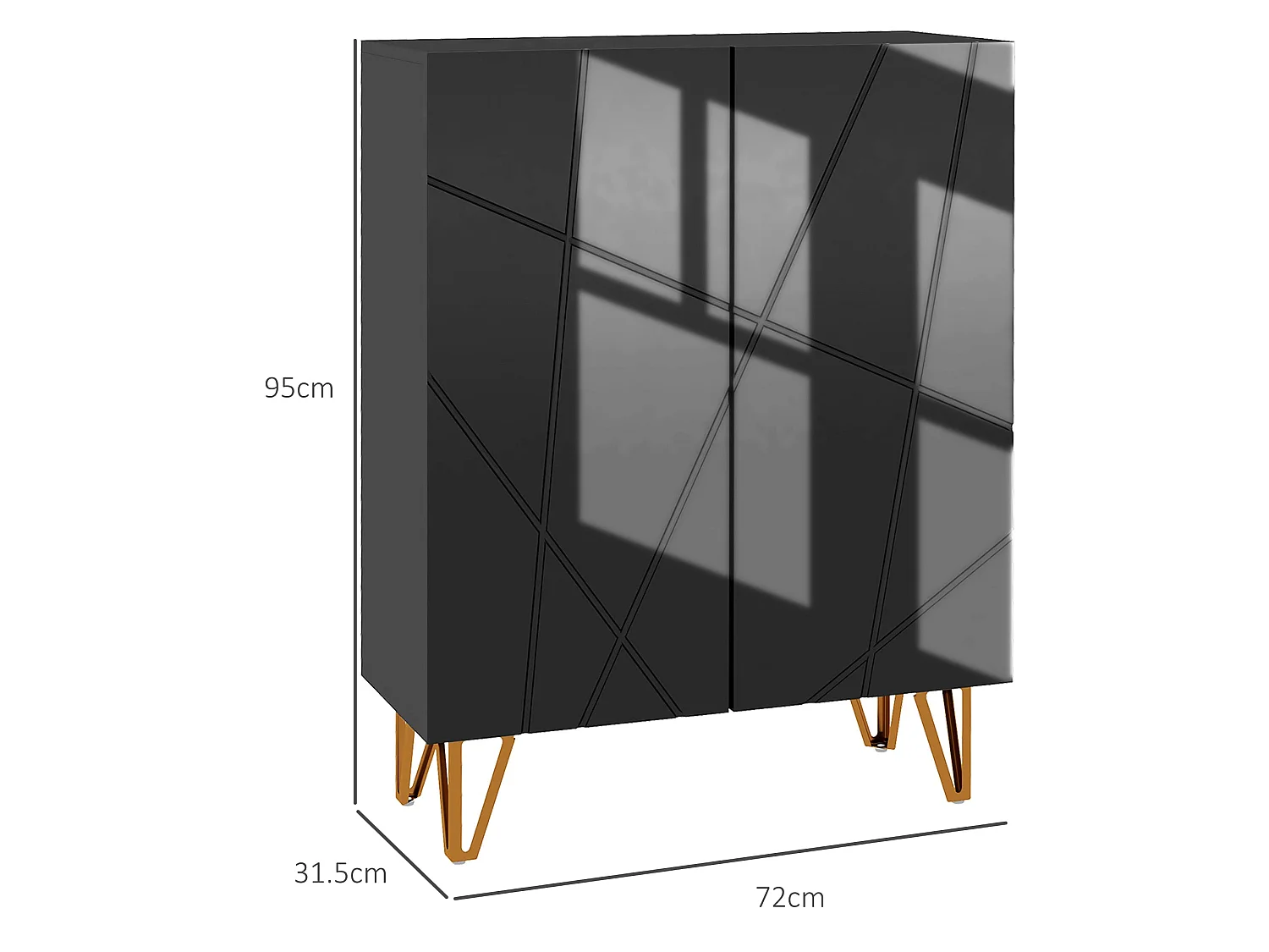 Taco Mosa Slim High Gloss Black Shoe Cabinet Modern Geometric Design Fits 15 20 Pairs