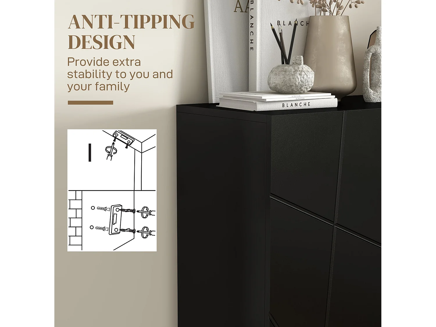 Taco Mosa Slim High Gloss Black Shoe Cabinet Modern Geometric Design Fits 15 20 Pairs