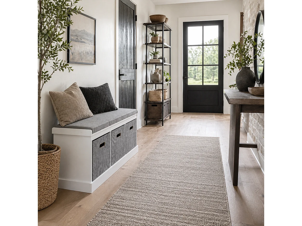 Elfila White 3 Drawer Shoe Storage Bench with Grey Padded Seat
