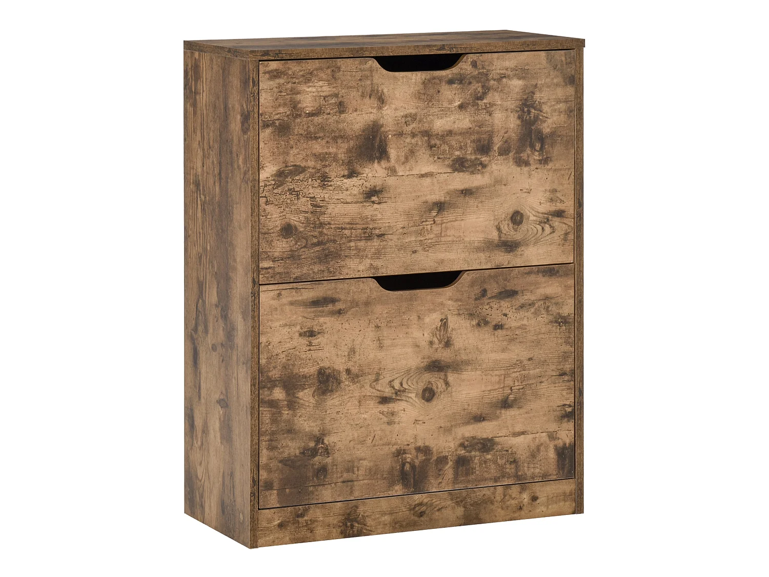 Lifale Rustic Brown Industrial Shoe Cabinet with 2 Flip Drawers Holds 12 Pairs