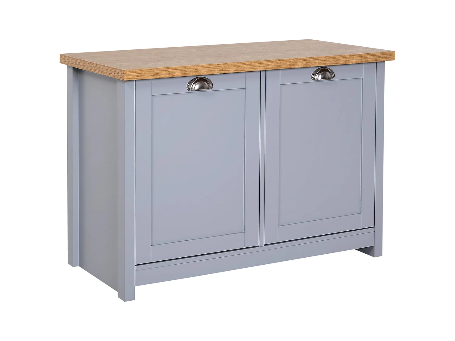 Zifa Shoe Cabinet Grey and Natural Wood 2 Door Hallway Storage