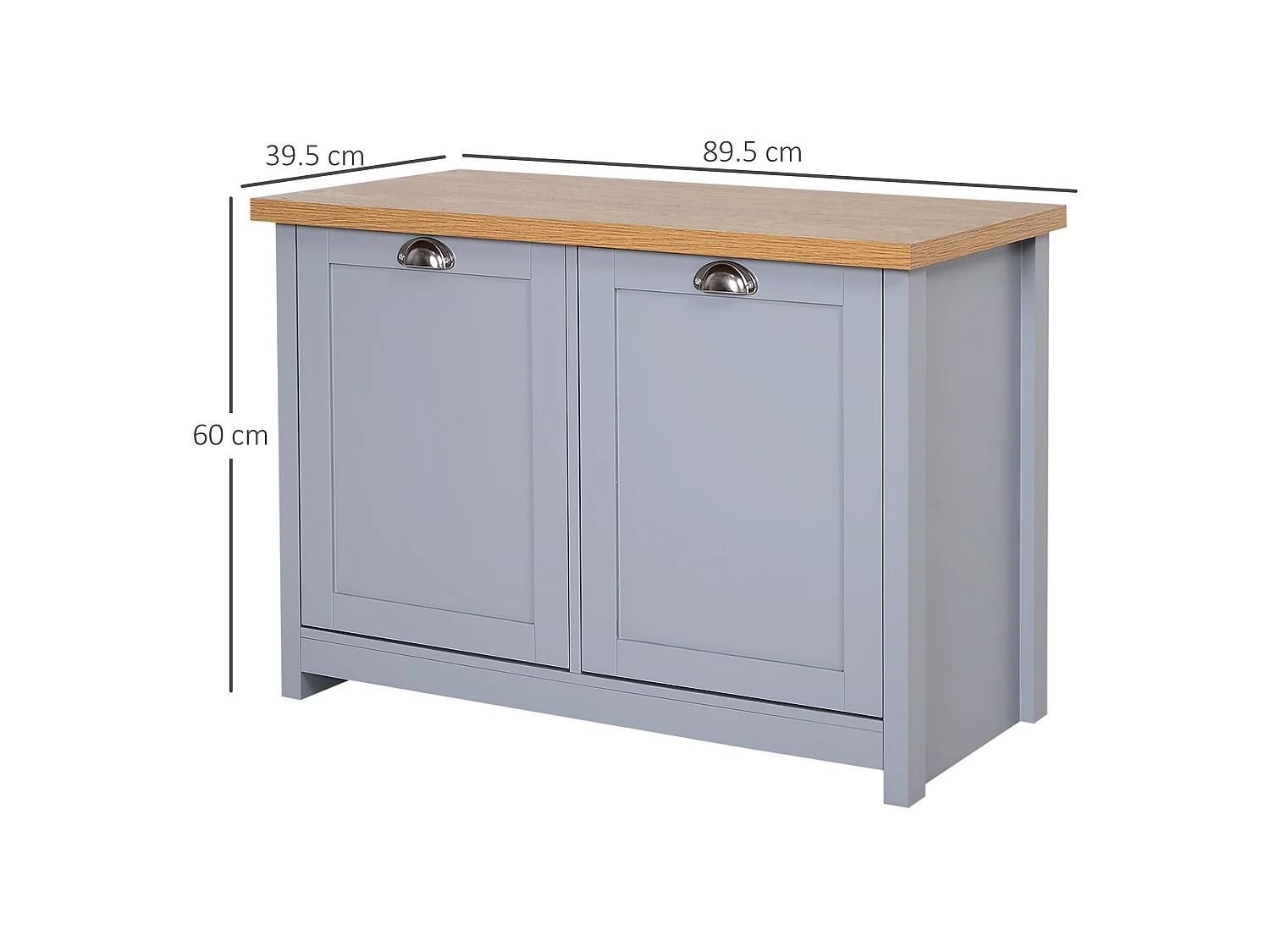Zifa Shoe Cabinet Grey and Natural Wood 2 Door Hallway Storage