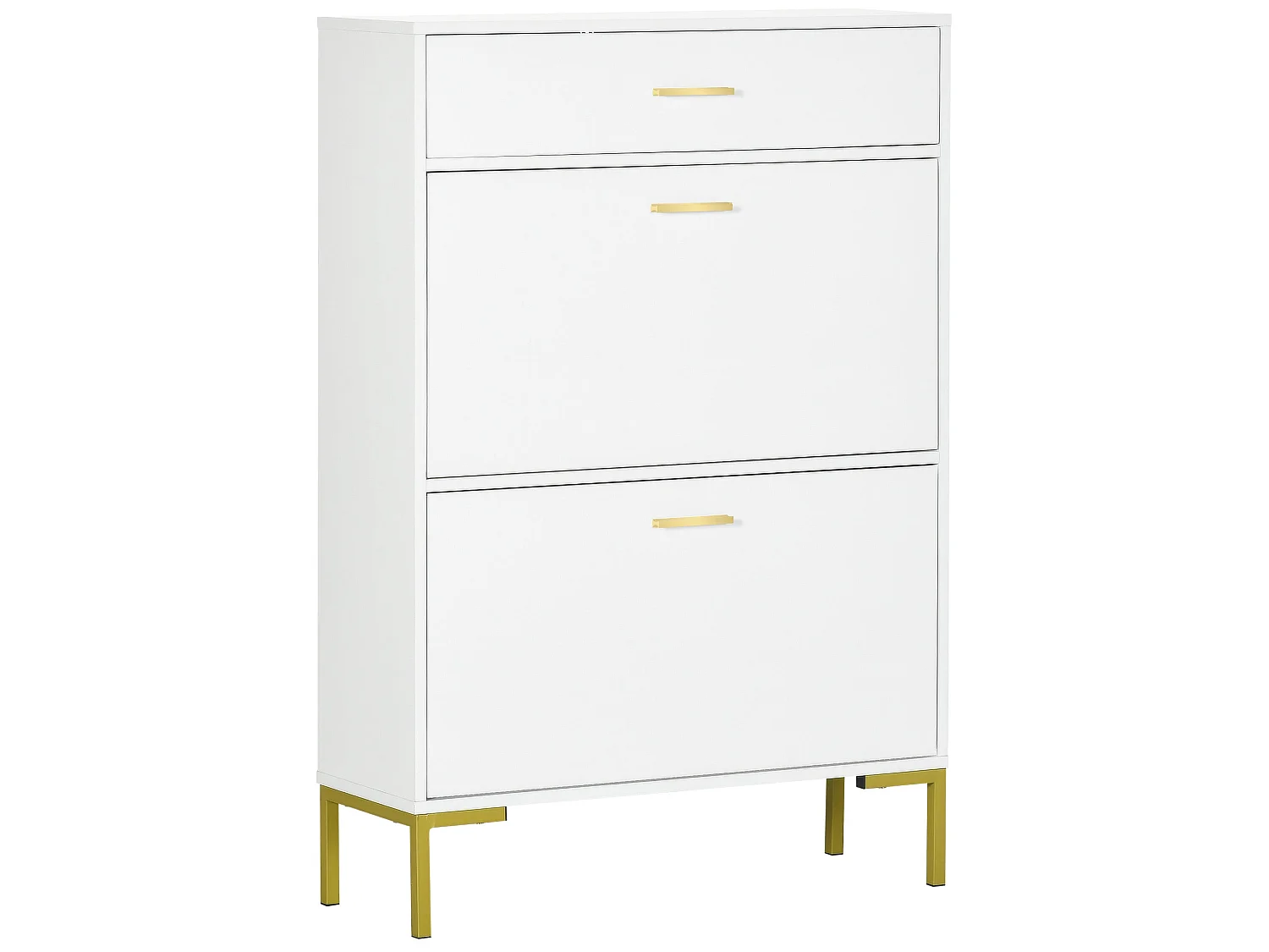 Suto Slim White Shoe Cabinet with 3 Drawers for 12 Pairs