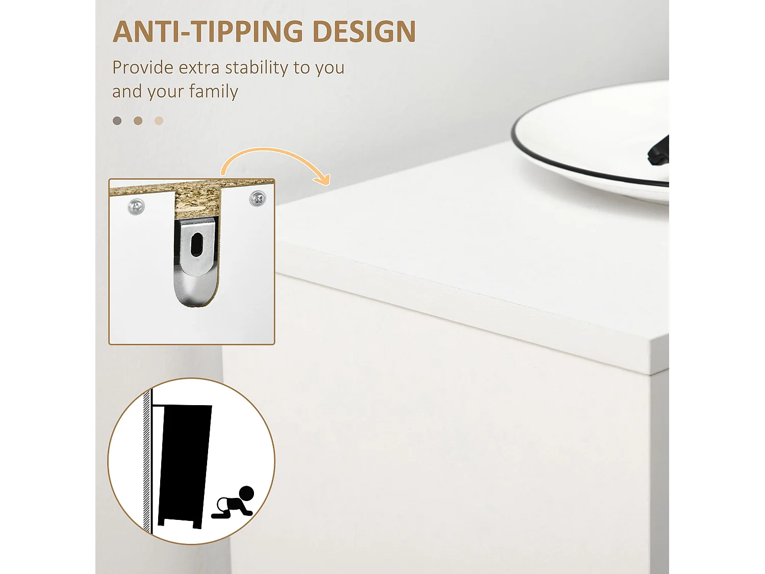 Suto Slim White Shoe Cabinet with 3 Drawers for 12 Pairs