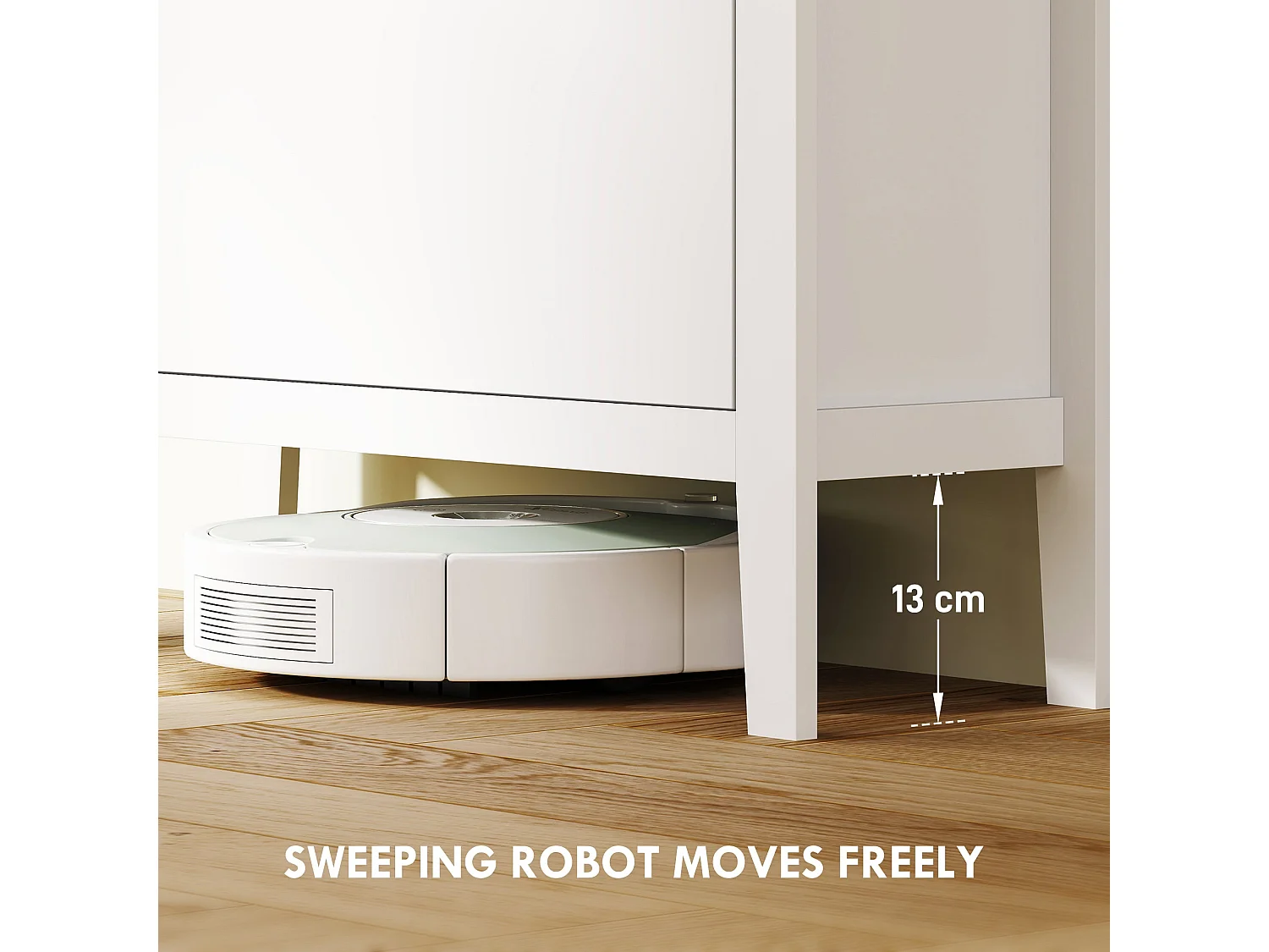 Makeve 3 Drawer Shoe Cabinet White and Oak Effect with Faux Leather Handles